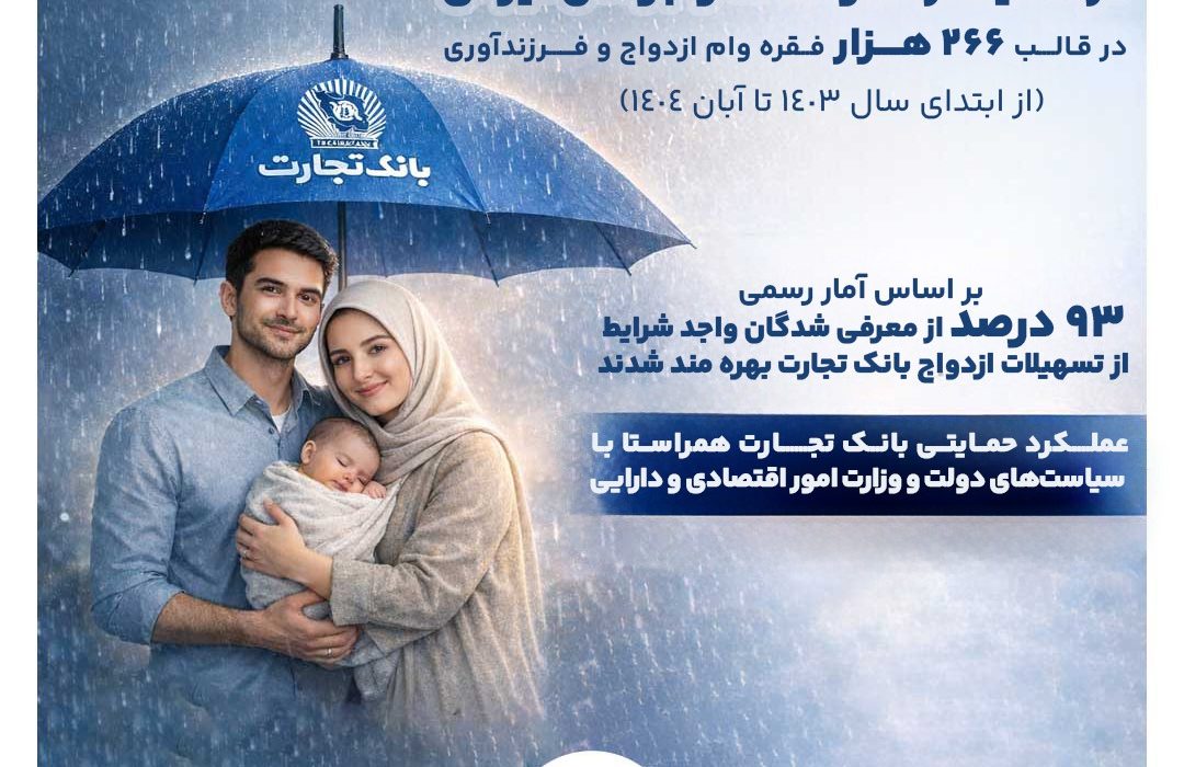 «۶۰ همت حمایت بانک تجارت از خانواده و جوانان ایرانی»