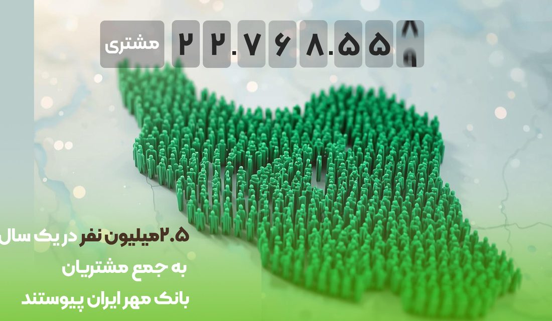 ۲.۵ میلیون نفر در یک سال به جمع مشتریان بانک مهر ایران پیوستند