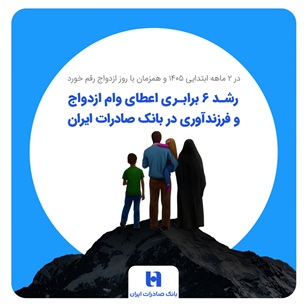 رشد ۶ برابری اعطای وام ازدواج و فرزندآوری در بانک صادرات ایران