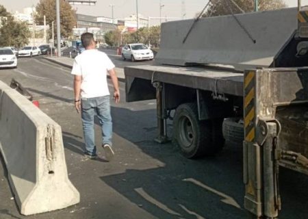 ایمن‌سازی محور بزرگراه یادگار امام (ره) با نصب نیوجرسی‌های بتنی