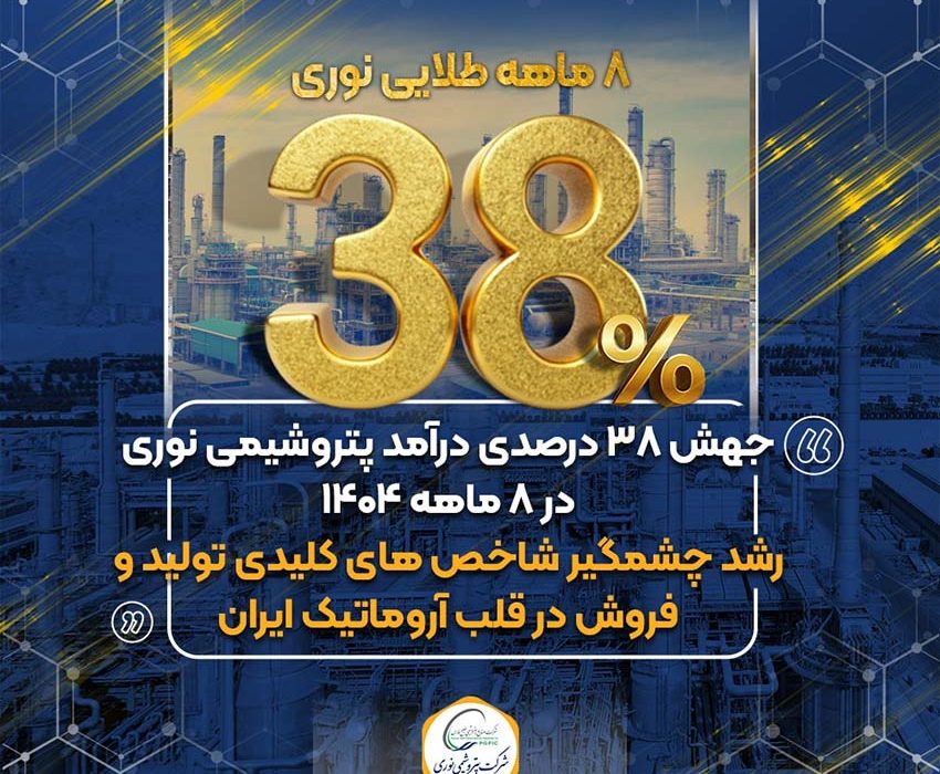 جهش ۳۸ درصدی درآمد پتروشیمی نوری در ۸ ماهه ۱۴۰۴/رشد چشمگیر شاخص های کلیدی تولید و فروش در قلب آروماتیک ایران