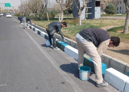 بهسازی چهره معابر منطقه ۲ با رنگ‌آمیزی ۲۰ کیلومتر جدول